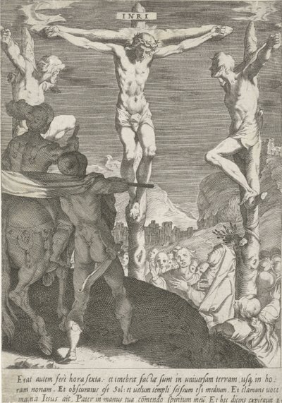 Kruisiging van Christus Passie van Christus (serietitel) Passion and Resurrection (serietitel) av Pieter de Jode (I)