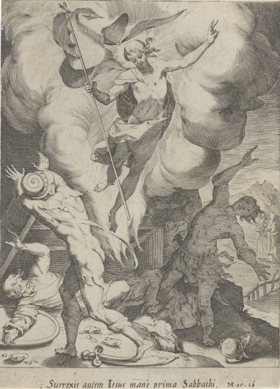 Stående van Christus Passie van Christus (serietitel) Passion and Resurrection (serietitel) av Pieter de Jode (I)