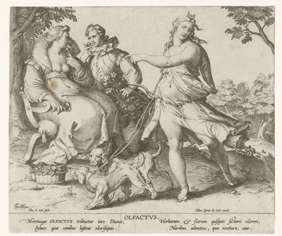 Lukt Olfactvs (titel på objekt) De fem sinnena (serietitel) av Pieter de Jode (I)