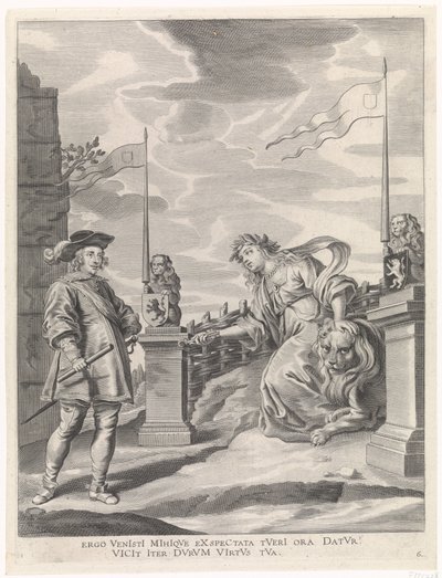 Ferdinand får nycklarna till staden av stadsjungfrun i Gent Kardinal-barnets glädjefulla inträde i Gent, 1635 (serietitel) av Pieter de Jode (II)