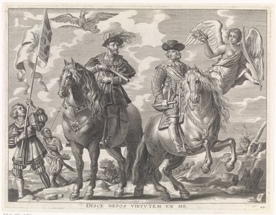 Karl V och Ferdinand till häst Kardinal-barnets glädjefulla inträde i Gent, 1635 (serietitel) av Pieter de Jode (II)