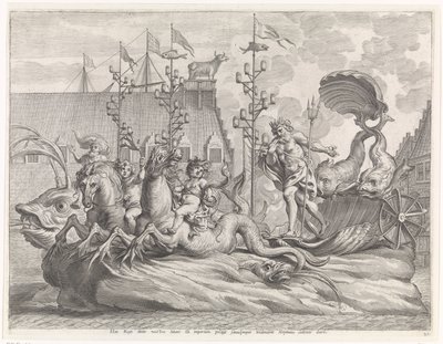 Skådespel med Neptunus vagn Kardinal-barnets glädjefulla inträde i Gent, 1635 (serietitel) av Pieter de Jode (II)