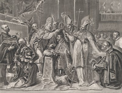 Plåt 24: Karl V kröntes till kejsare av påven, från William Becanus 