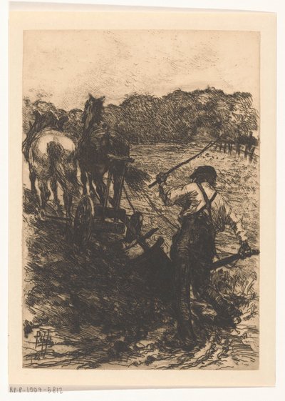 Bonde med två plöjande hästar av Pieter de Josselin