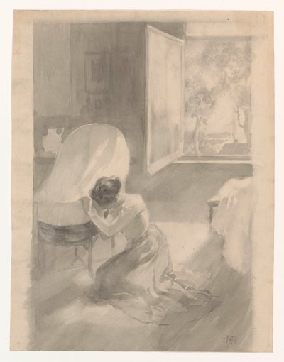 Mamma vid spjälsängen av Pieter de Josselin