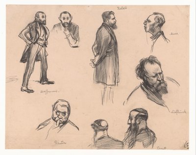 Porträtt av riksdagsledamöterna J.H.L. Haffmans, B.H. Heldt, R.P. Mees, General A.E. Reuter, kapten H. Seret och F. Lieftinck av Pieter de Josselin