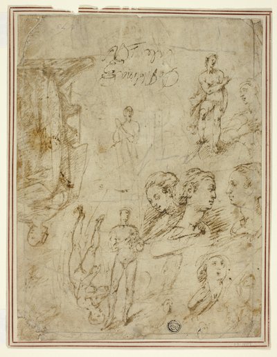 Skisser av figurer och huvuden av Pieter de Molijn