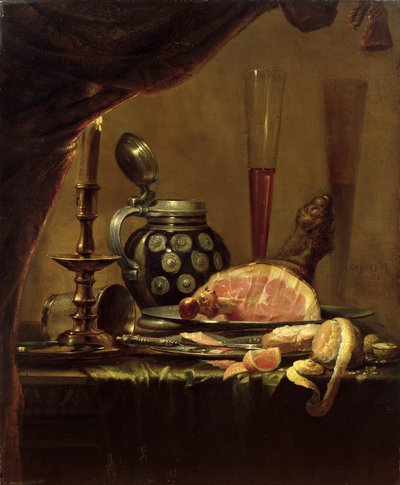 Stilleben med skinka av Pieter de Ring