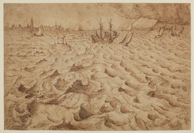 En storm på floden Schelde med utsikt över Antwerpen, 1562 - 1563 av Pieter Bruegel the Elder