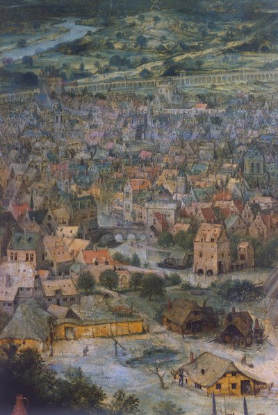 Stad, detalj från Babels torn av Pieter Bruegel the Elder