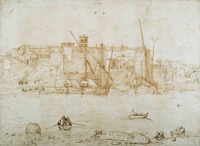 Utsikt över Ripa Grande, Rom, ca 1552 (penna och bläck på papper) av Pieter Bruegel the Elder