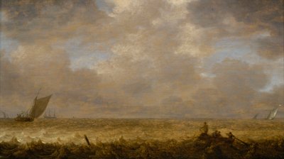 Ett grunt hav med fiskebåtar, ca 1640 (olja på pannå) av Pieter the Elder Mulier