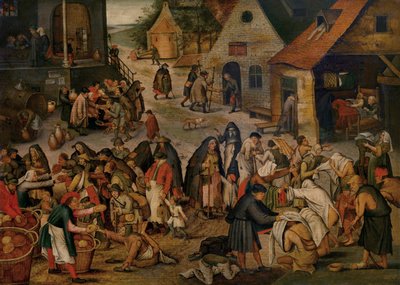 Works of Mercy (olja på panel) av Pieter the Younger Brueghel
