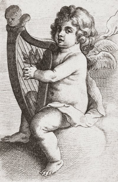 En barnängel spelar en harpa. av Pieter van Avont