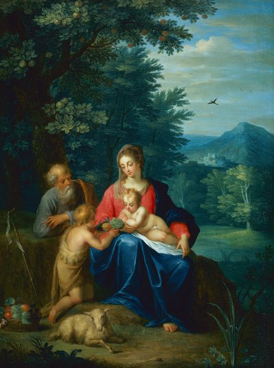 Den heliga familjen med spädbarnet Johannes Döparen av Pieter van Avont