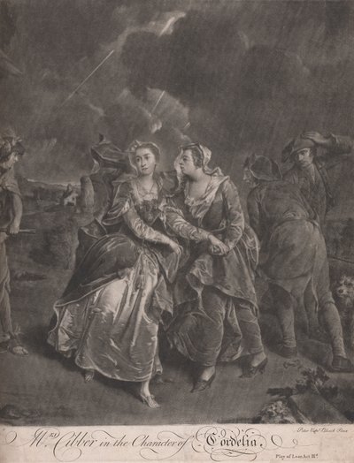 Mrs Cibber i karaktären Cordelia i spelet av kung Lear, akt III av Pieter van Bleeck