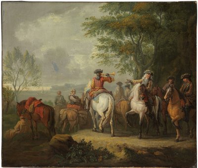 Kavaljerer ger sig av på en resa av Pieter van Bloemen