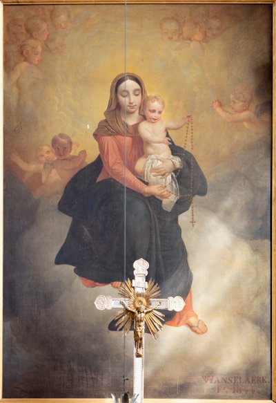 Inside View, Måla "Our Lady With Child With Rosary", Altarpiece On the Main Altar av Pierre Van Hanselaere av Pieter van Hanselaere