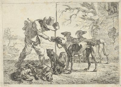 Jägare med sju hundar av Pieter van Laer