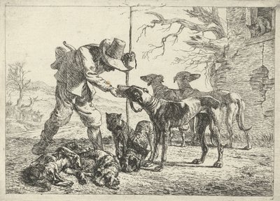 Jägare med sju hundar av Pieter van Laer