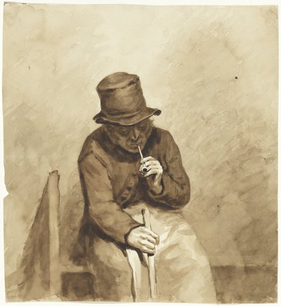 Sitter och röker man av Pieter van Loon