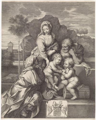 Helig familj med Elizabeth och Johannes Döparen av Pieter van Schuppen