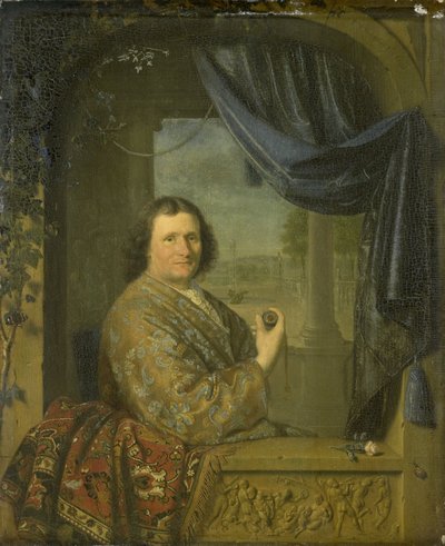 Porträtt av en man med en klocka av Pieter van Slingelandt