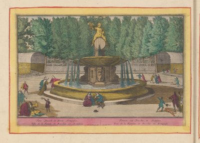 Fontän av Bacchus i trädgårdarna av det kungliga palatset i Aranjuez Fontän av Bacchus, vid Aranjues (titel på objektet) Theatrum Hispaniae (...) (serietitel) av Pieter van den Berge