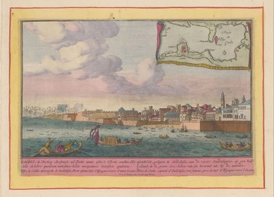 Utsikt över Cadiz Cadix, beläget i Andalusien, vid floden Guadalquivir, på en halv ö (...) (titel på objektet) Theatrum Hispaniae (...) (serietitel) av Pieter van den Berge