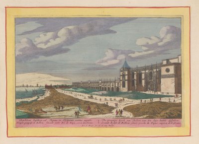 Utsikt över Jerome-klostret i Belém Den vackra kyrkan Bellem, på Tajo, utanför Lissabon (titel på objektet) Theatrum Hispaniae (...) (serietitel) av Pieter van den Berge