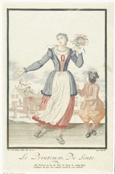 Ung kvinna med en massa blommor Le Printemps / Våren (titel på objekt) The Four Seasons (serietitel) av Pieter van den Berge