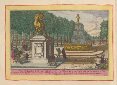 Ryttarstatyn av Filip II i Palace Garden i Madrid Filip II till häst, i Palace Garden i Madrid (titel på objekt) Theatrum Hispaniae (...) (serietitel) av Pieter van den Berge