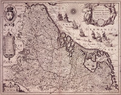 Karta över provinsen Förenade Nederländerna (gravyr) av Pieter van den Keere