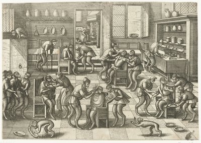 Frisörer och kirurger butik Monkey Game (serietitel) av Pieter van der Borcht (I)