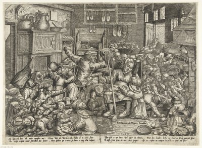 Skomakaren och spinnaren som skolmästare av Pieter van der Borcht (I)