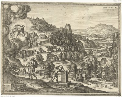 Gud välsignar Jakob och kallar honom Israel Bilder och scener från Bibeln (serietitel) av Pieter van der Borcht (I)