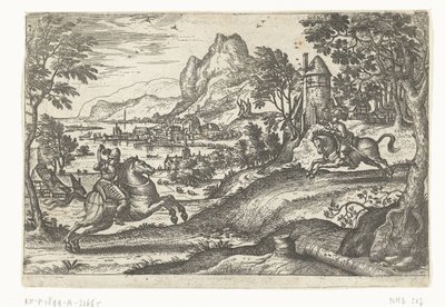 Landskap med två ryttare. av Pieter van der Borcht (I)