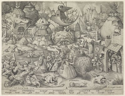 stolthet Superbia (titel på objekt) De sju dödssynderna (serietitel) av Pieter van der Heyden