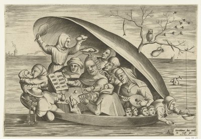 Musiker i ett musselskal av Pieter van der Heyden