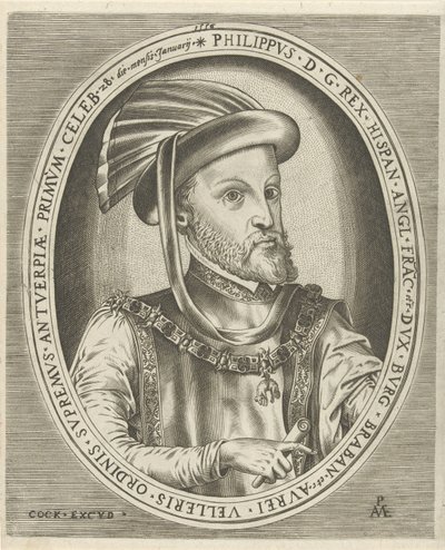 Porträtt av Filip II, kung av Spanien Porträtt av linjaler (serietitel) av Pieter van der Heyden
