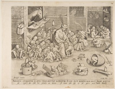 The Ass at School, 1557. av Pieter van der Heyden