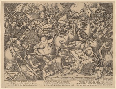 Slaget om pengapåsarna och Strongboxarna av Pieter van der Heyden after Pieter Bruegel the Elder