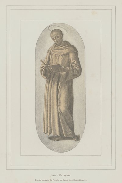 St Francis av Assisi (litho) av Pietro (after) Perugino