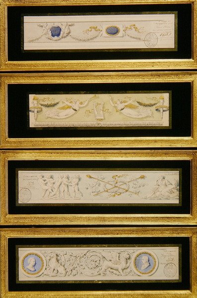 Fyra mönster för friser, ca 1823 (akvarell, bläck & tvätt på papper) av Pietro (attr. to) Ghinelli