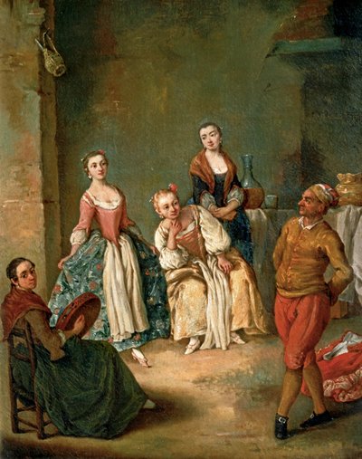 Furlanas dans ... (målning på duk) av Pietro (circle of) Longhi