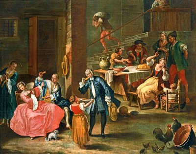 Picknick på landet ... (målning på duk) av Pietro (circle of) Longhi
