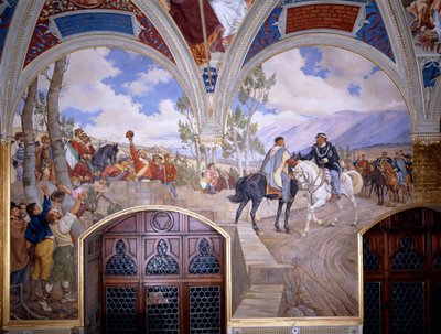 Victor Emanuel II möter Giuseppe Garibaldi på Teano av Pietro Aldi