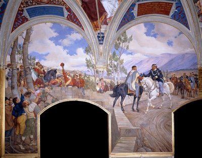 Victor Emanuel träffar Giuseppe Garibaldi på Teano 1886 av Pietro Aldi