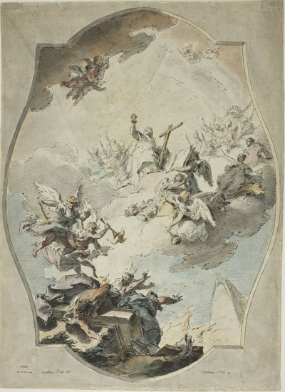 Tro övervinner kätteri (rekto); Spåra efter tro att övervinna kätteri (verso) av Pietro Antonio Novelli