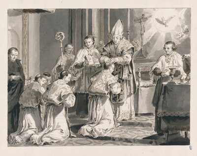 Prästvigning från De sju sakramenten av Pietro Antonio Novelli